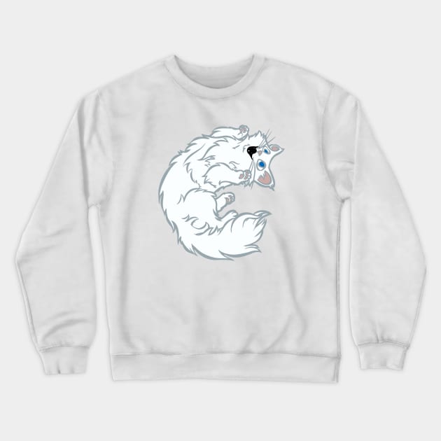 Ready to Play--White Cat Style Crewneck Sweatshirt by RJKpoyp